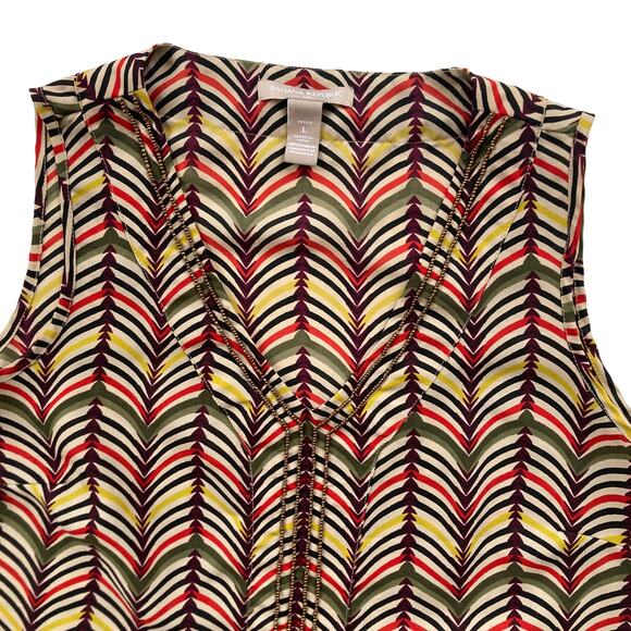 Banana Republic Sheer Abstract Chevron Print Tank Top Size Large Petite - Picture 2 of 5